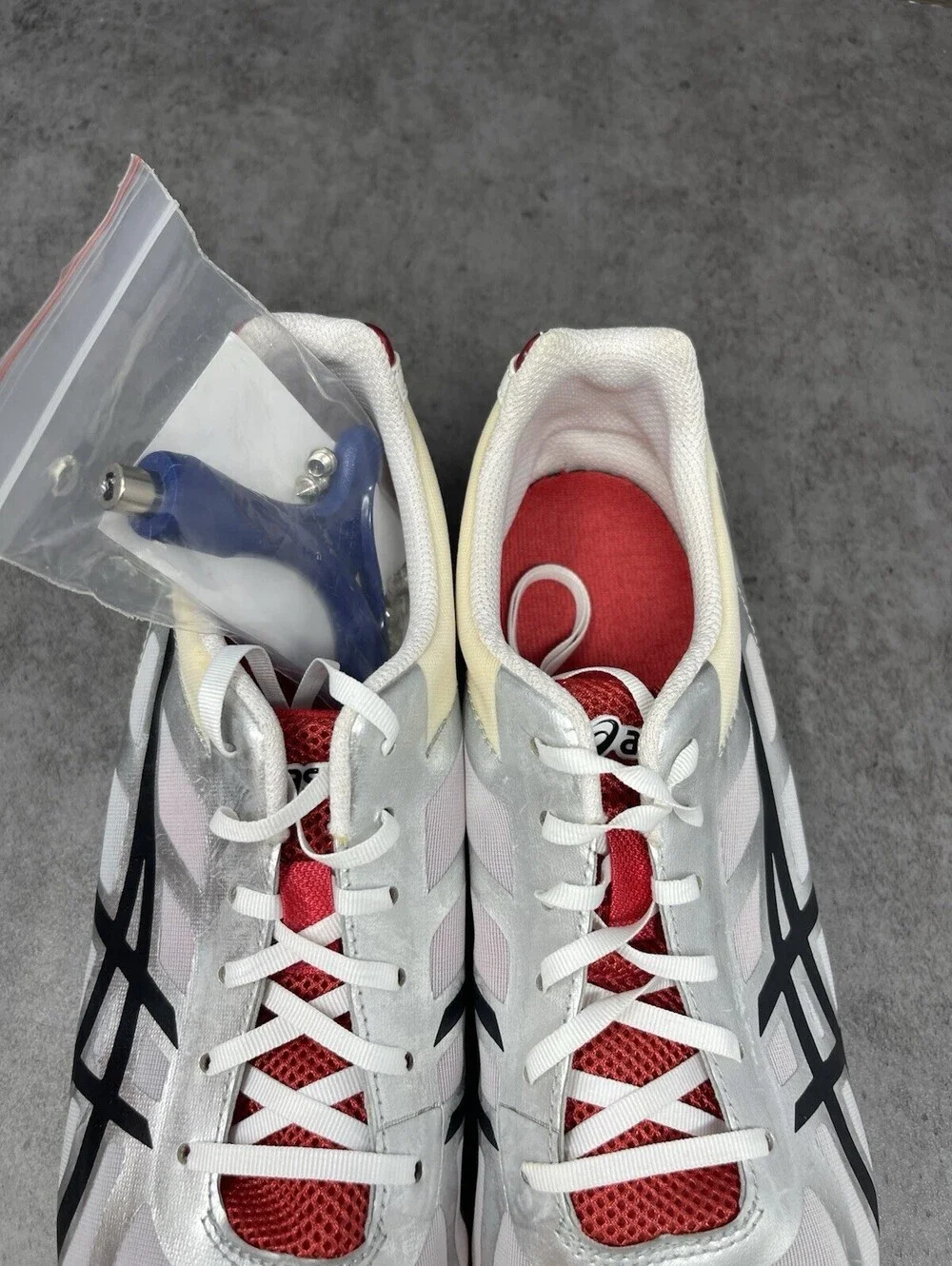 Asics Hyper MD Track Spikes Mens Size 8.5 Silver Red XC Running